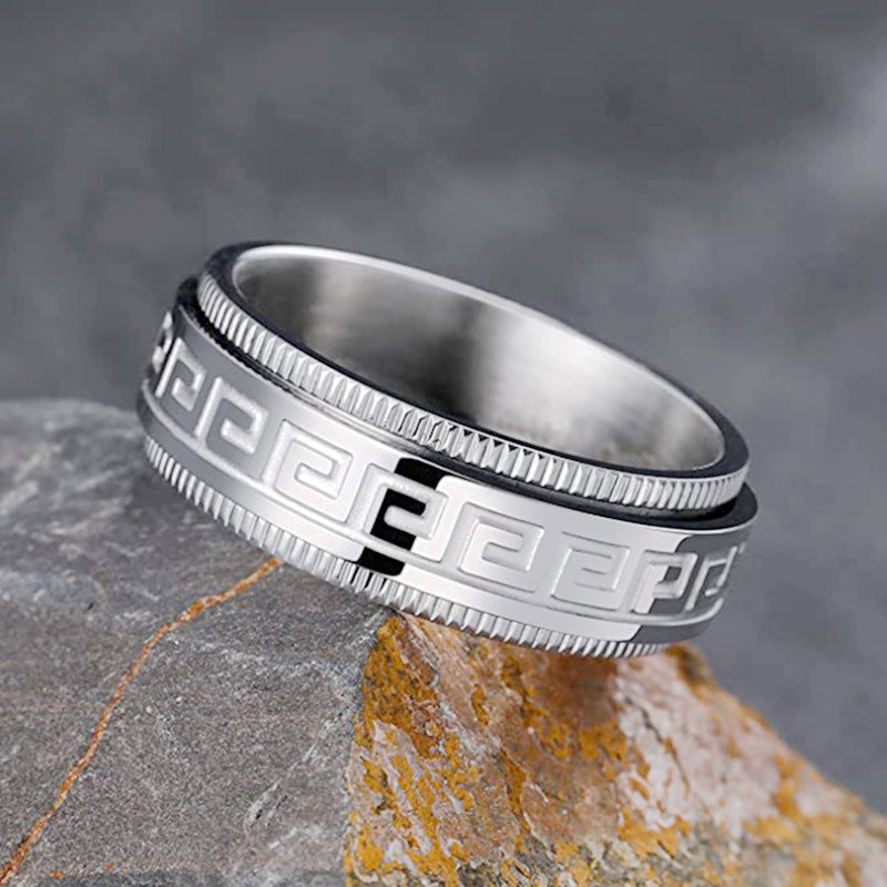 Men's Titanium Steel Decompression Rotating Fashion Couple Rings