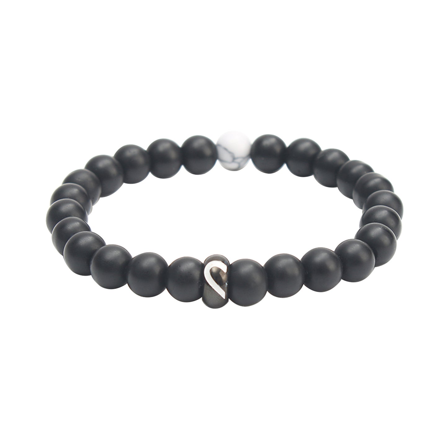 Women's & Men's & Stainless Steel Heart-shaped White-barked Pine Black Bracelets