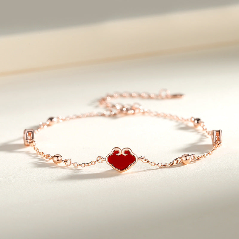 Bracelets de vie en Agate rouge pour femmes, pièce de monnaie en argent Sterling, Niche