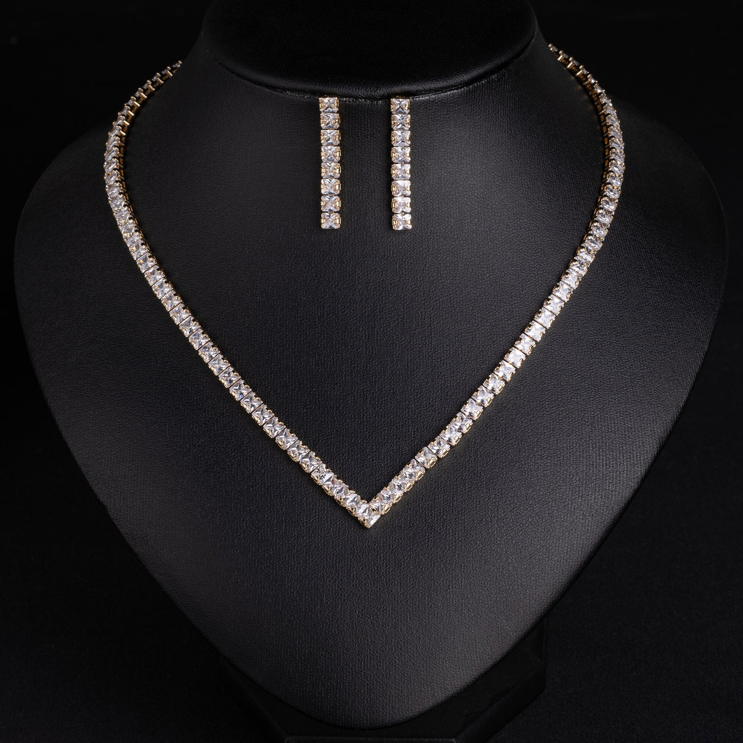 Full Diamond Clavicle Chain Female Korean Simple Temperamental Slimming Two-piece Jewelry Set