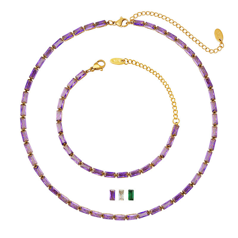 Women's Geometric Square Chain Stitching For Light Luxury Titanium Steel Necklaces