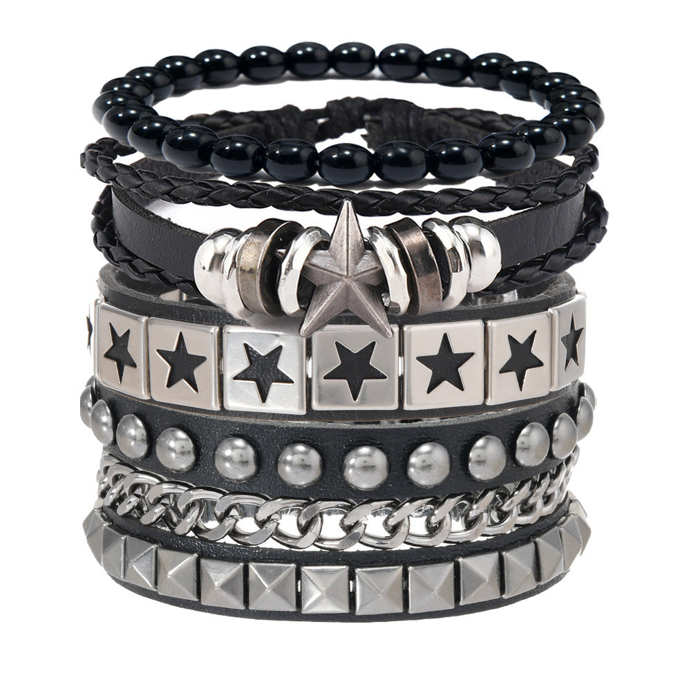Men's Fashion Punk Street Shooting Nightclub Dark Rivet Bracelet