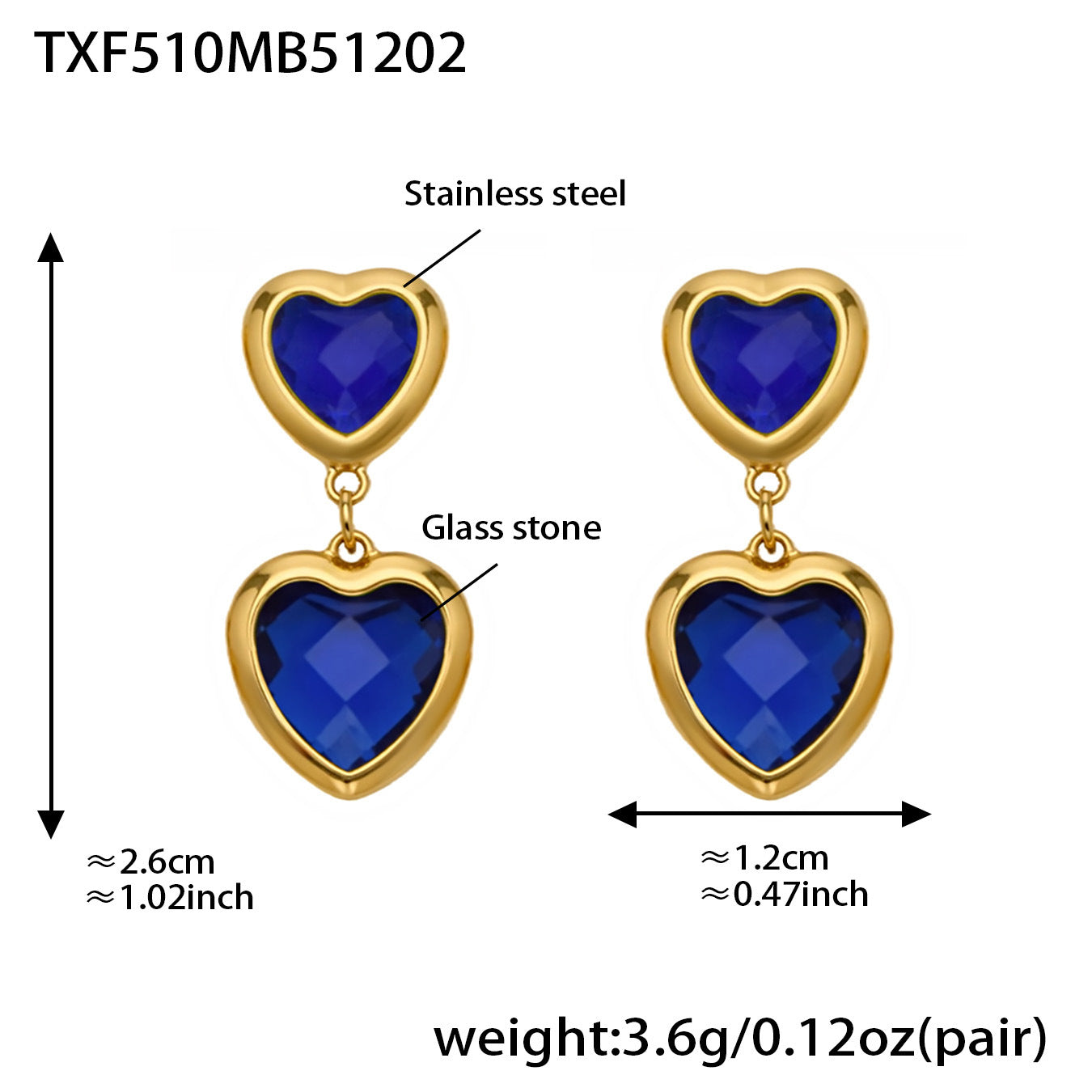 Cut Candy Color Heart-shaped Glass Stone Fashion Exquisite Stainless Rings