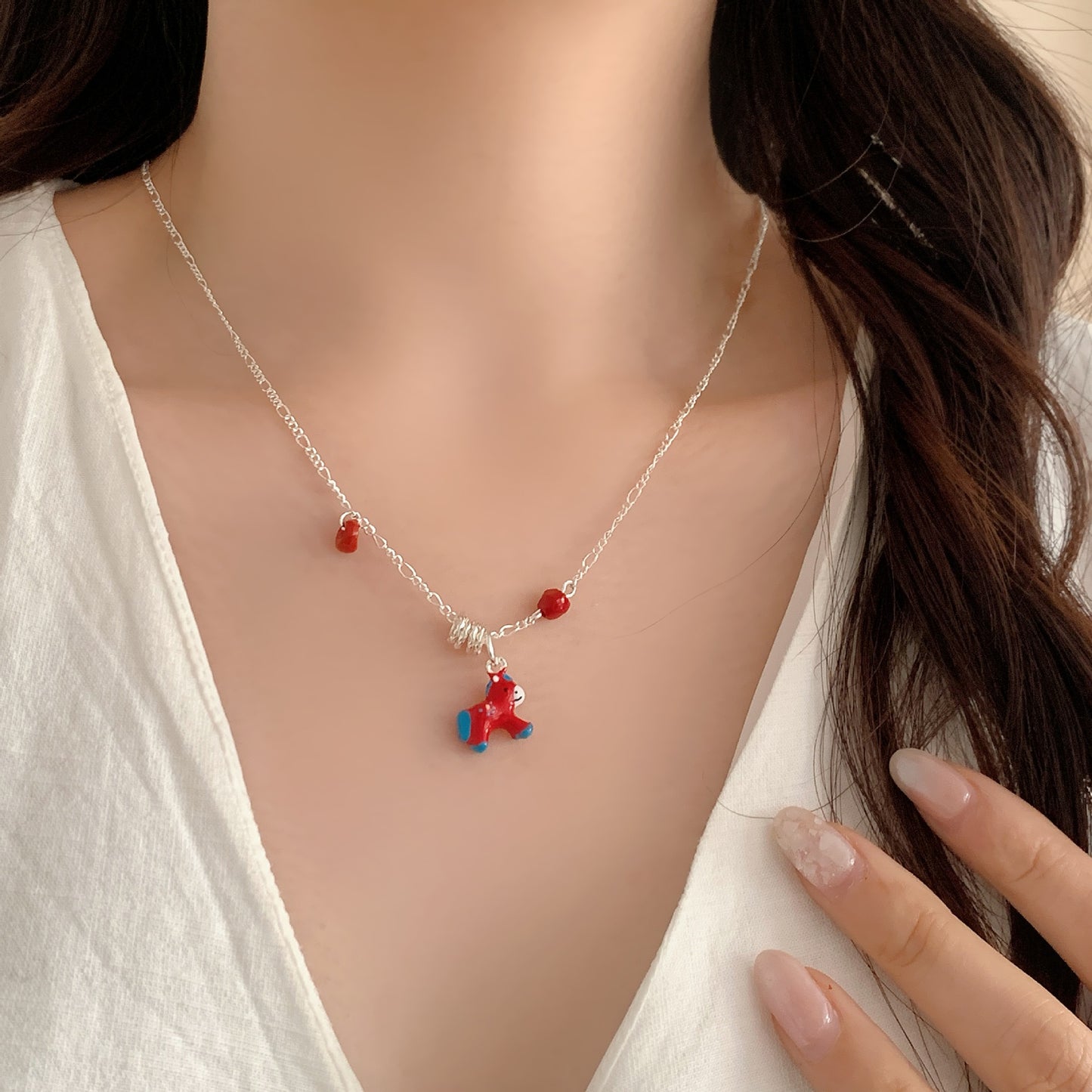 Children's Dopamine Colored Drip Glaze Pony Female Sweet Exquisite Cute Clavicle Necklace
