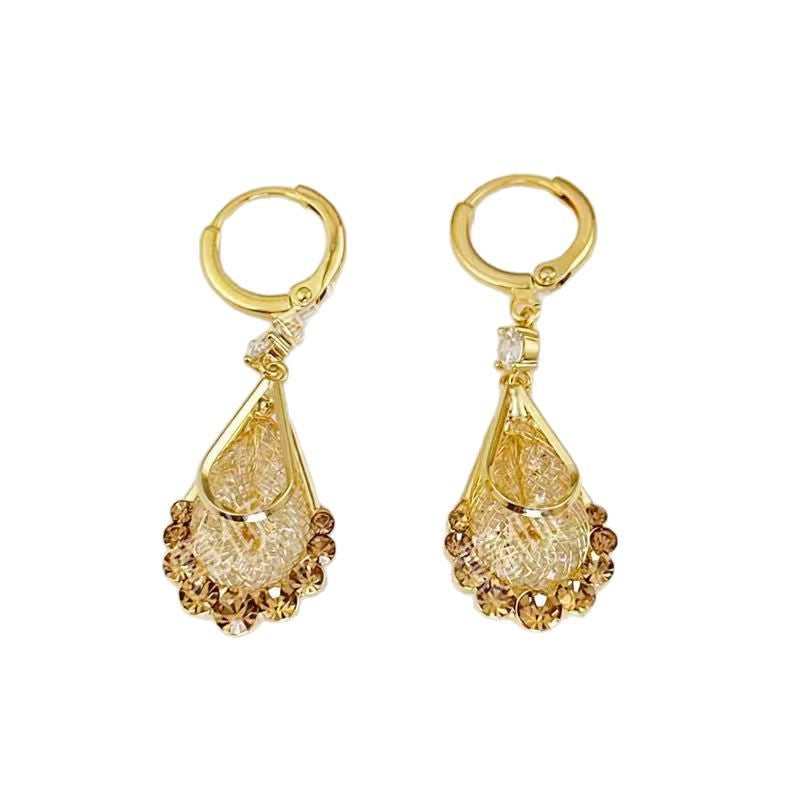 Women's Copper Alloy Synthetic Zircon Light Luxury Temperament Super Flash Water Earrings