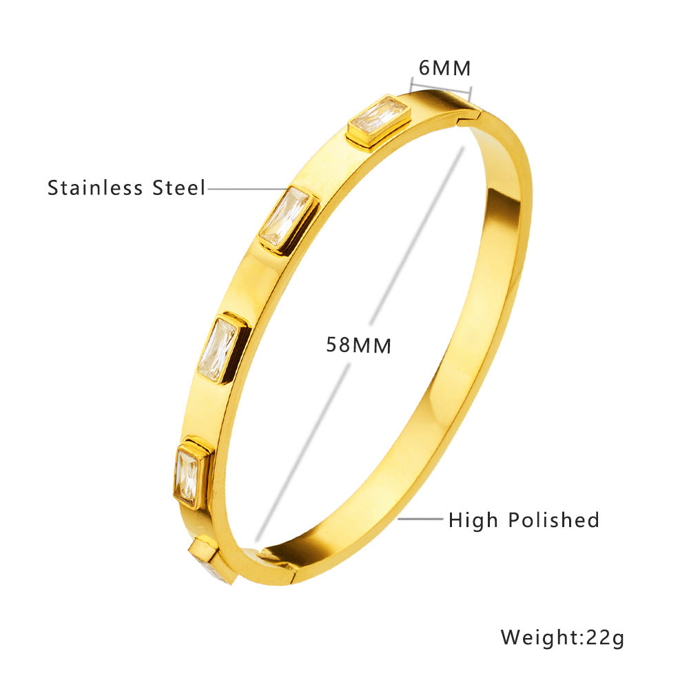 Light Luxury Zircon Gold Titanium Steel Retro Fashion Stainless Bracelets