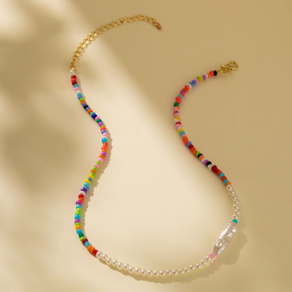 Popular Color Bead Stitching Imitation Pearl Necklaces