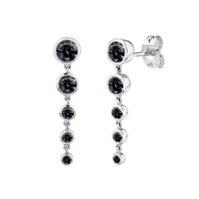 Sier Needle Tail Chain Rhinestone Creative Simple Zircon Stud Earrings