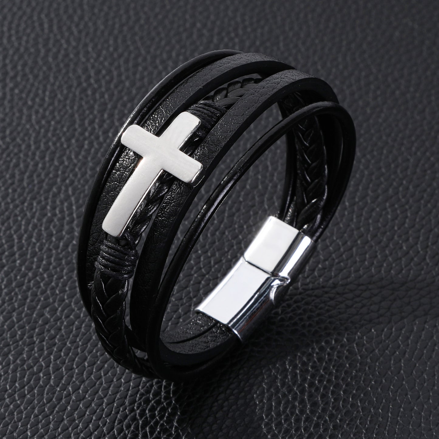 Leather Street Fashion Alloy Laser Woven Bracelets