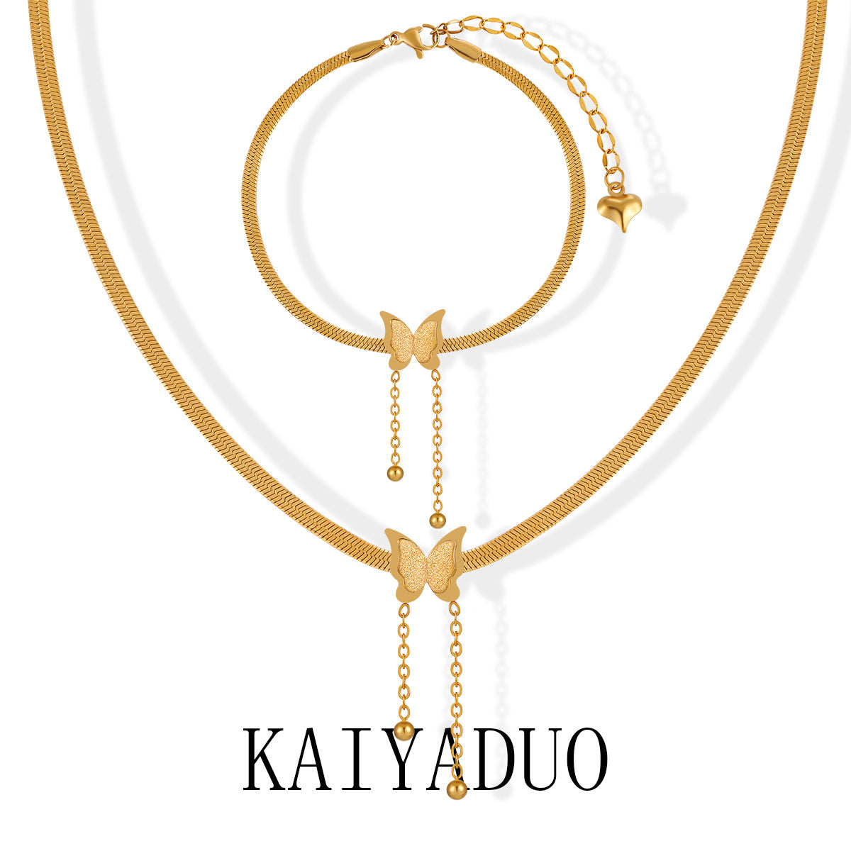 Bone Frosted Butterfly Tassel Short Clavicle Chain Female Fashion Jewelry Set