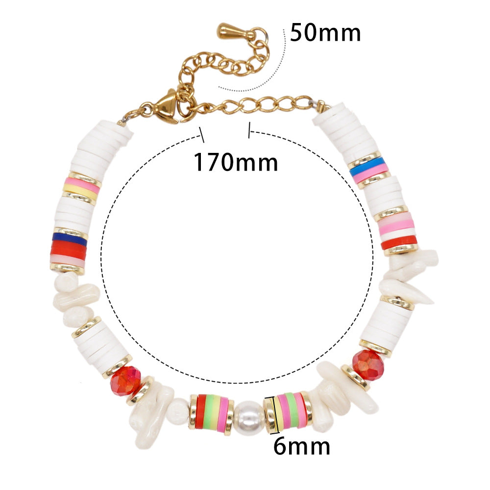 Bracelets femme imitation corail blanc perle fer galle