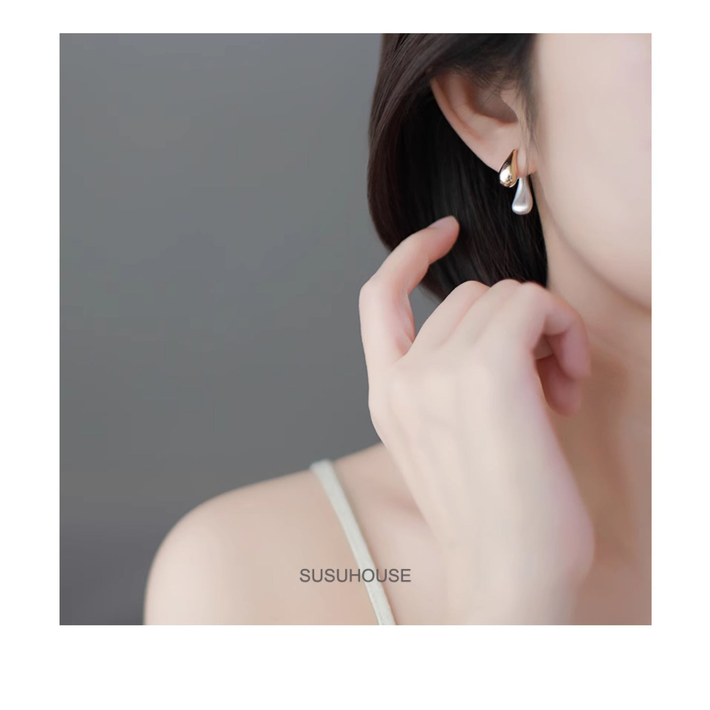 Sense Two-color Water Drop Mosquito Coil Sier Needle Front Rear Ear Clip