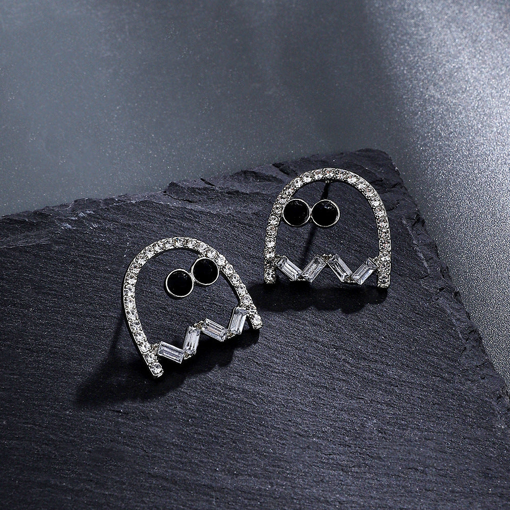 Women's For Creative Diamond Pierced Black Ghost Trendy Earrings