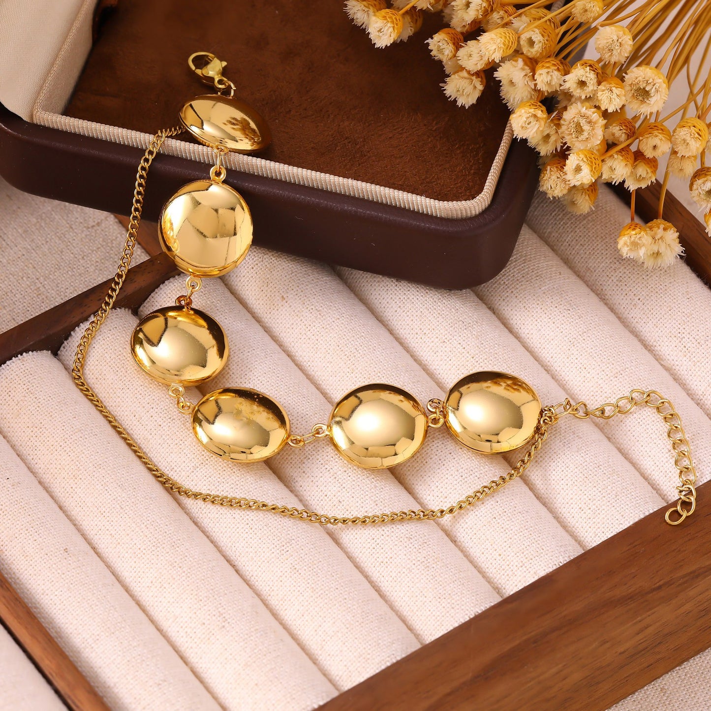 Women's French Minority Simple Stainless Steel Double Layered Gold Titanium Bracelet
