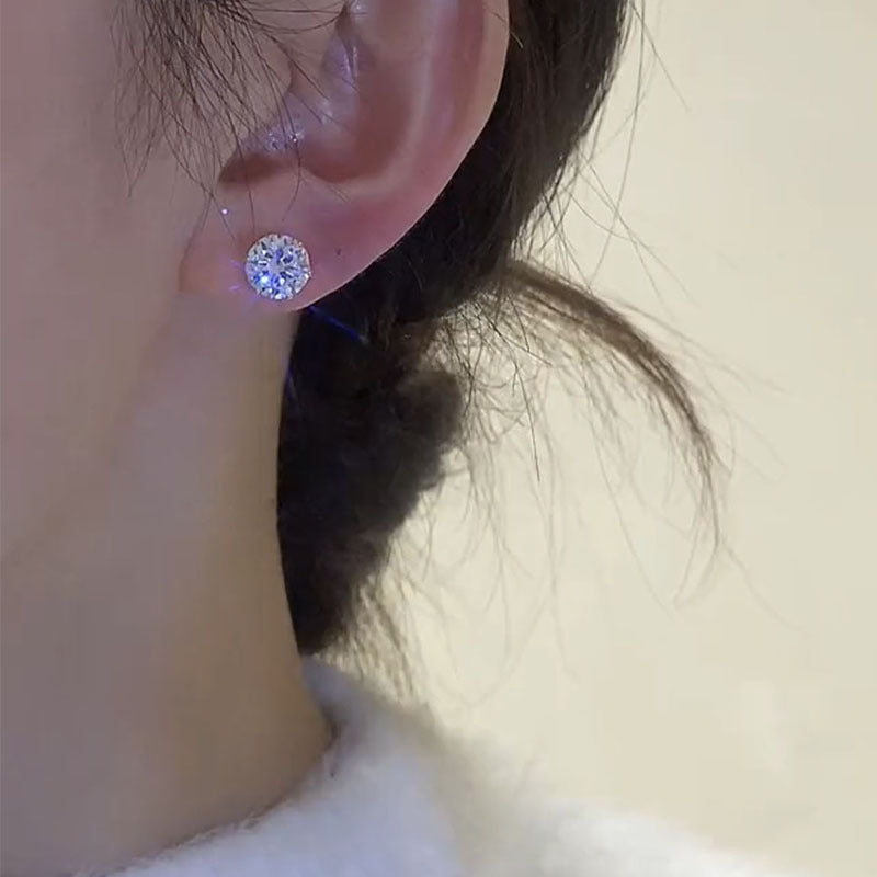 Simple Hollow Gold Crown Zircon Female Stud Earrings