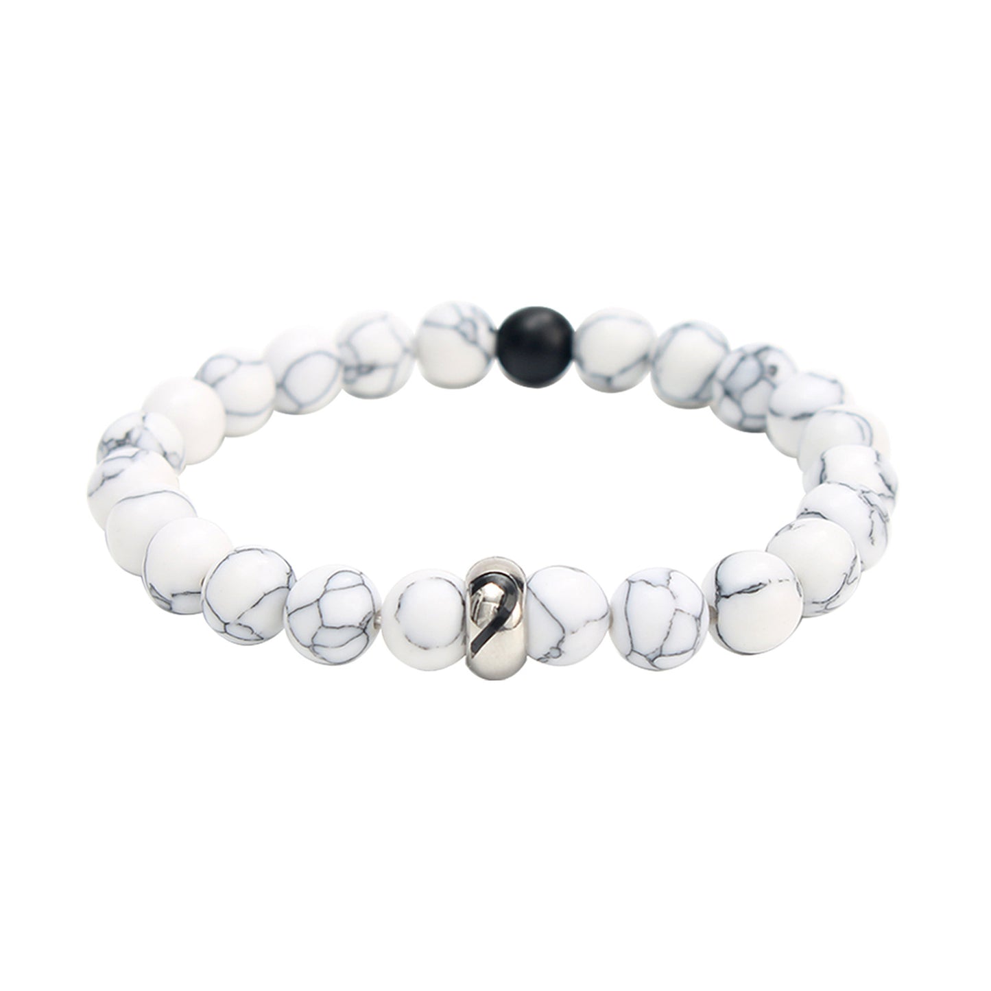 Women's & Men's & Stainless Steel Heart-shaped White-barked Pine Black Bracelets