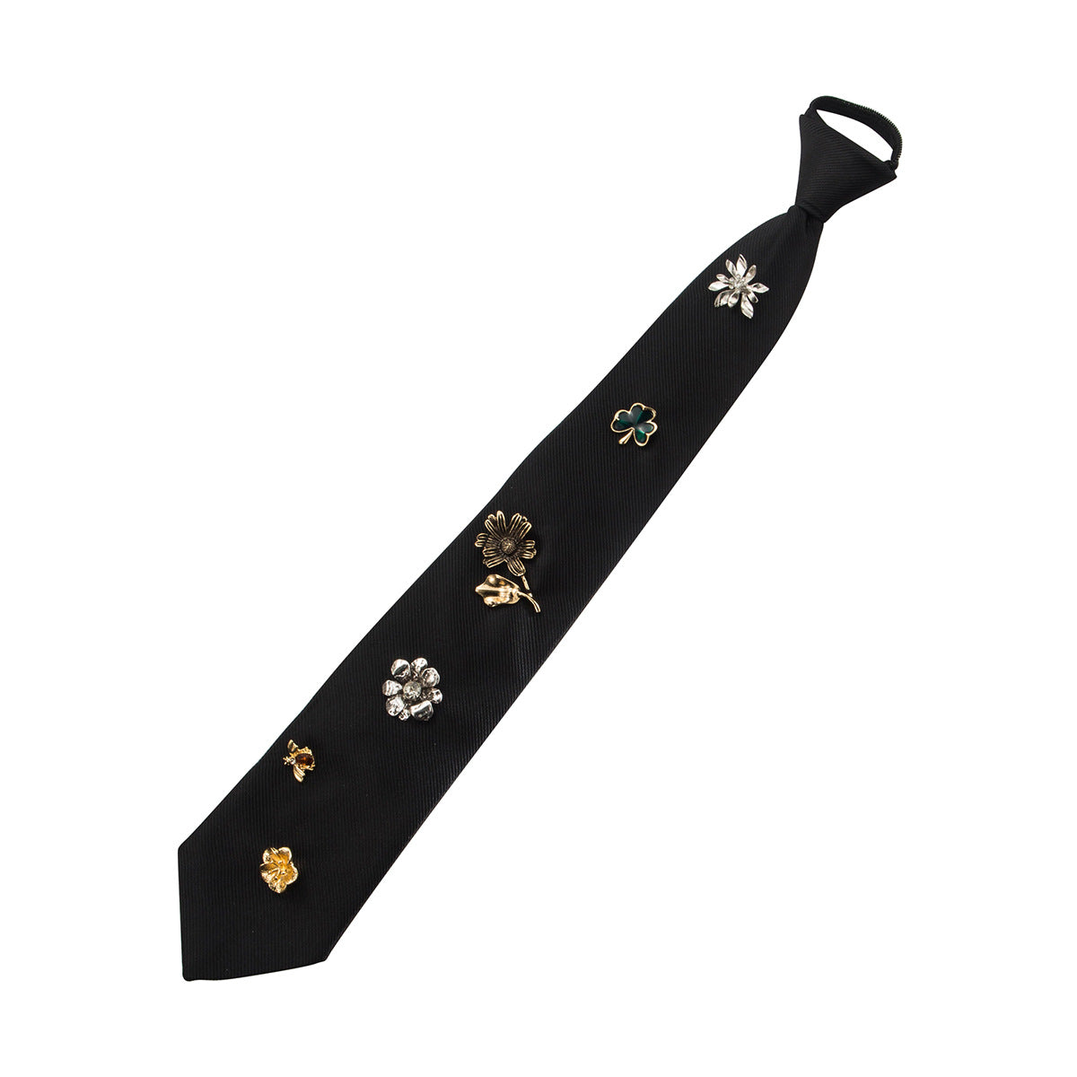 Creative Retro Suit Tie Personalized Alloy Flower Necklace