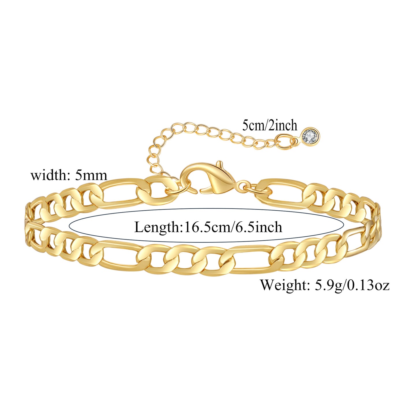 Women's Real Gold Cuban Chain Suit Clip Bracelets