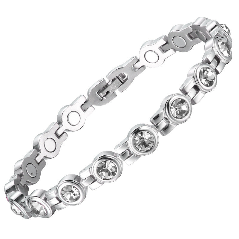 Bracelets simples en acier inoxydable avec strass et Zircon pour femmes