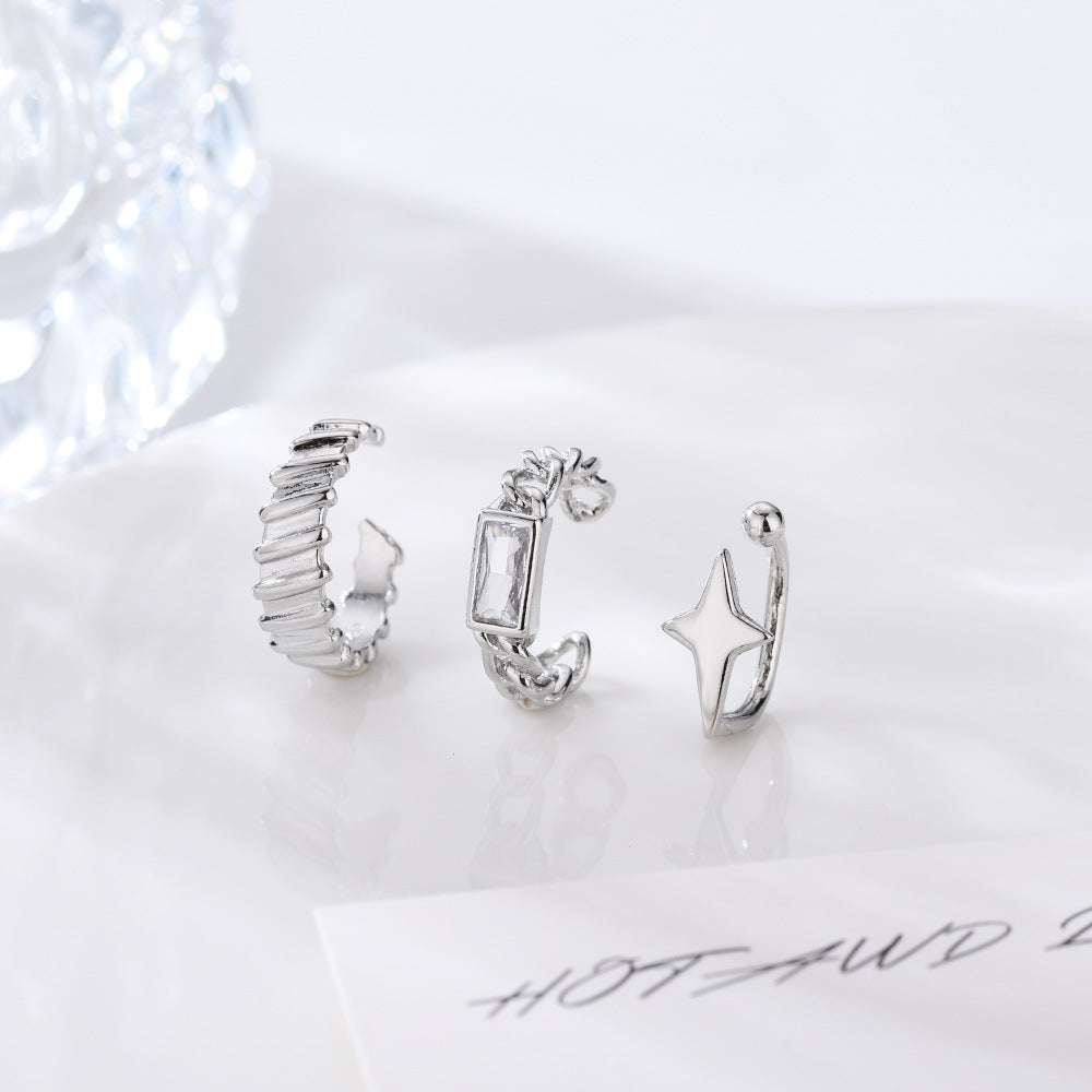 Women's Sense Personalized Version Small Square Diamond Chain Rings