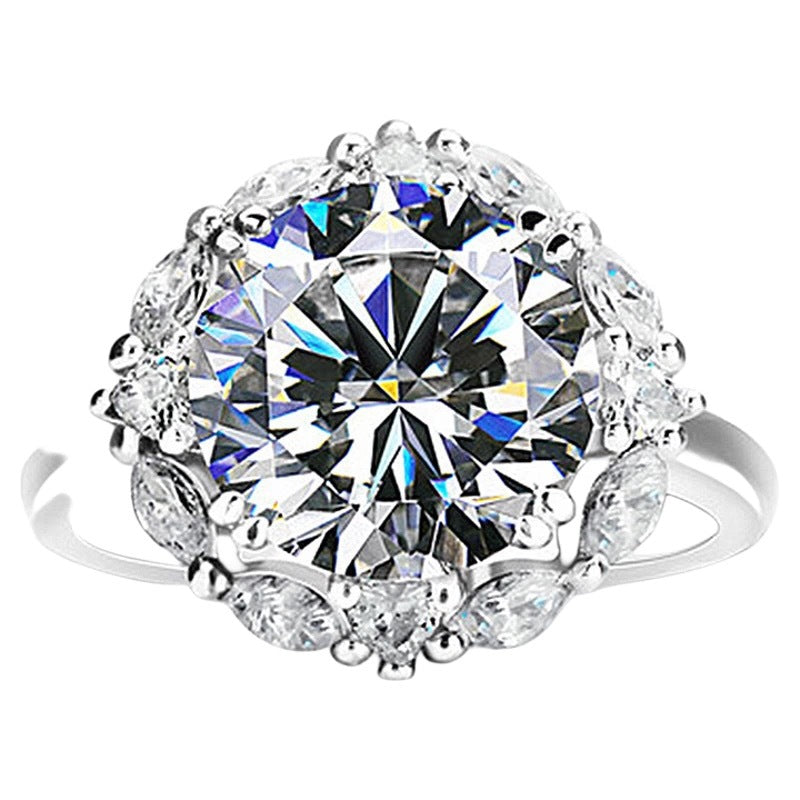 2 Karat Full Diamond Female Bud Proposal Bridal Bouquet Ring