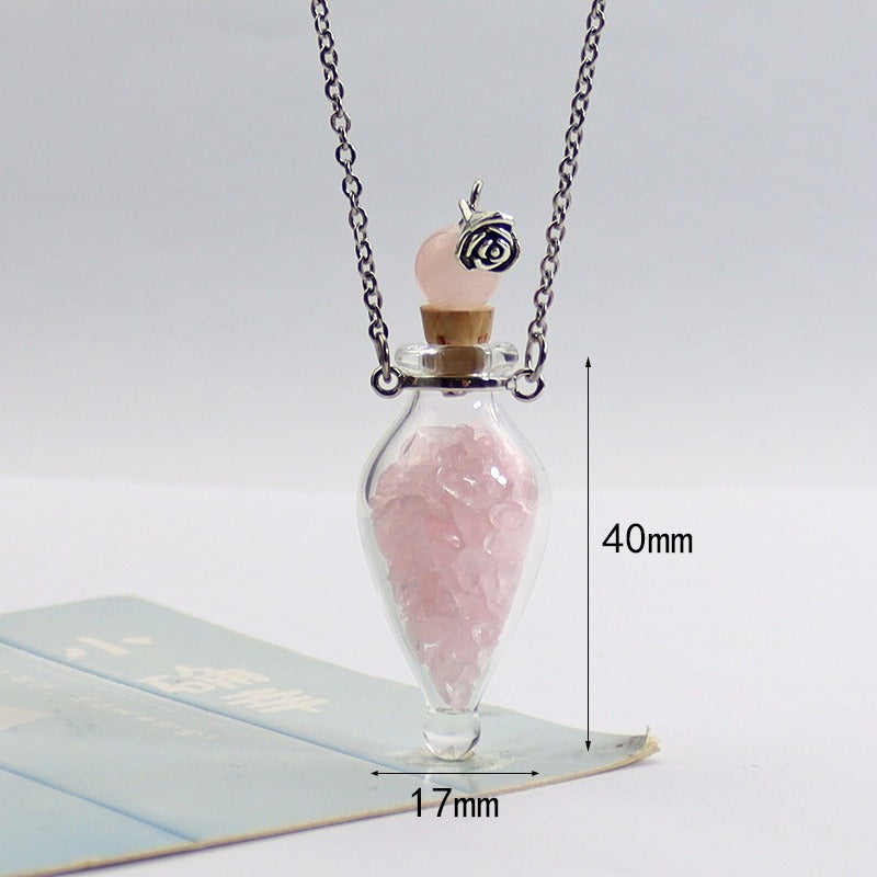 Transparent Heart-shaped Colored Glaze Perfume Essential Necklaces