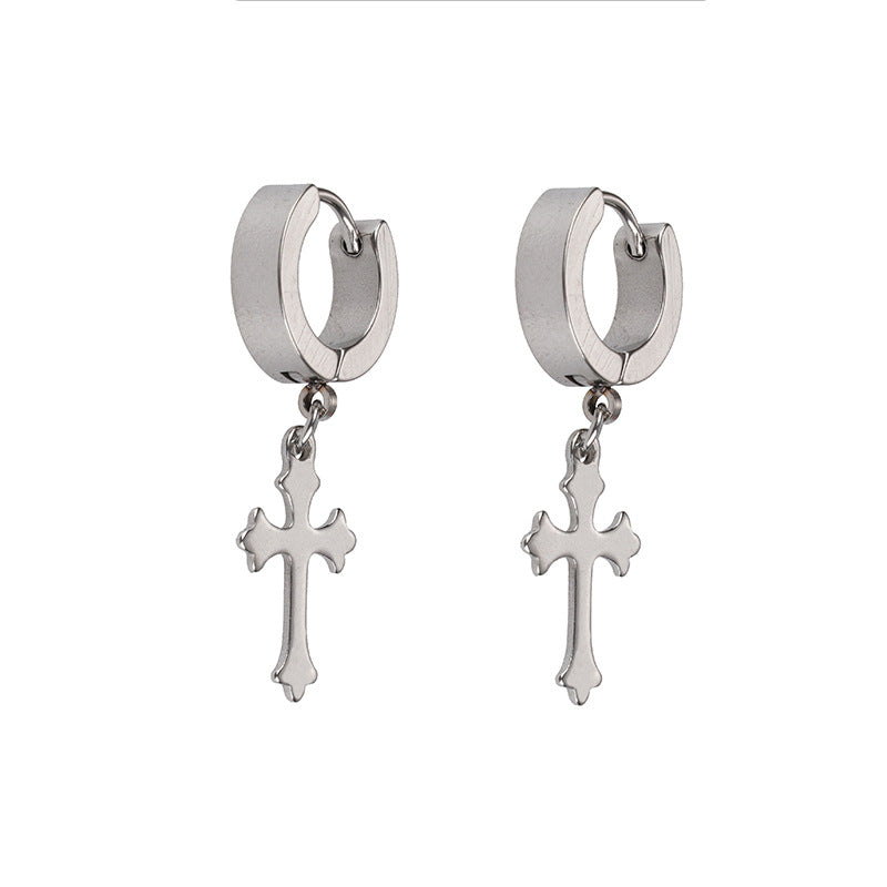 Men's Titanium Steel Stainless Personality Cross Niche Rings