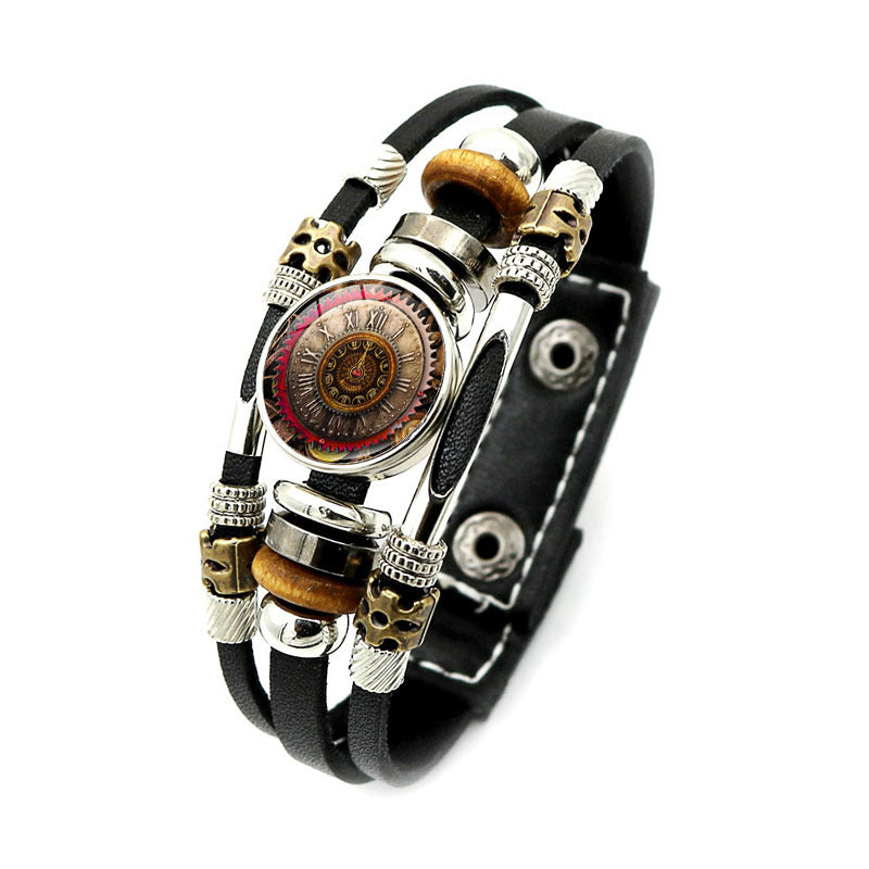 Women's & Men's & Mechanical Gear Pattern Leather And Retro Punk Bracelets