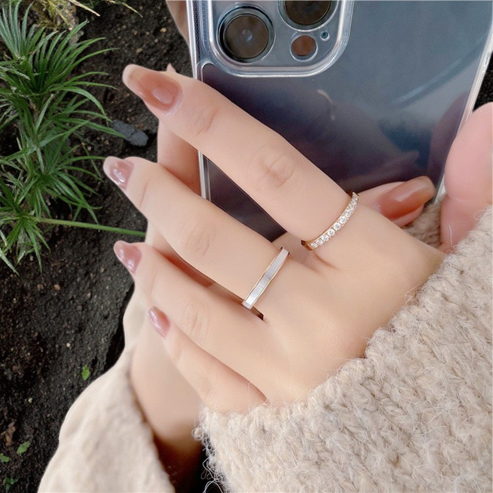 Style Light Luxury Titanium Steel Female Temperamental Minority Diamond Ring