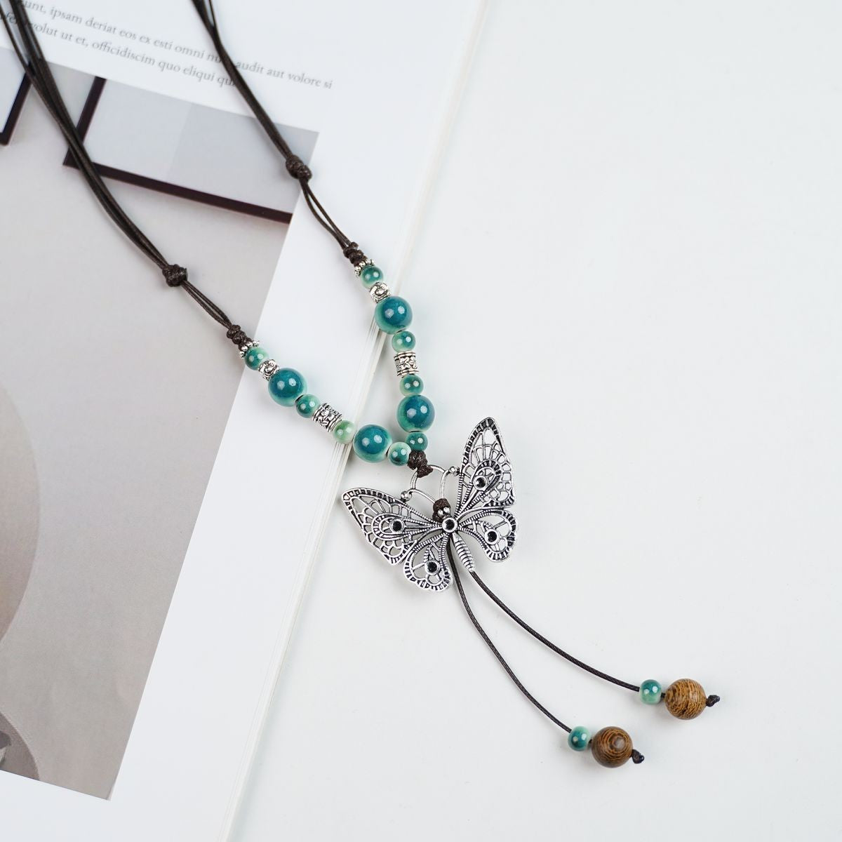 Peace Fu National Fashion Vintage Ceramic Female Longevity Necklaces