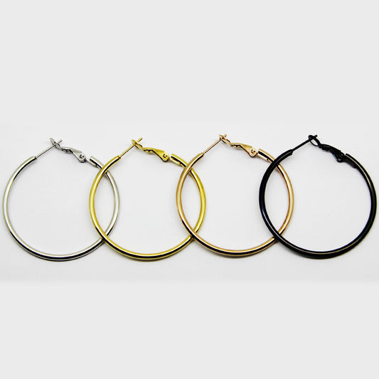 Fashion Stainless Steel Spring Clip Shrimp Bow Buckle Large Circle Earrings