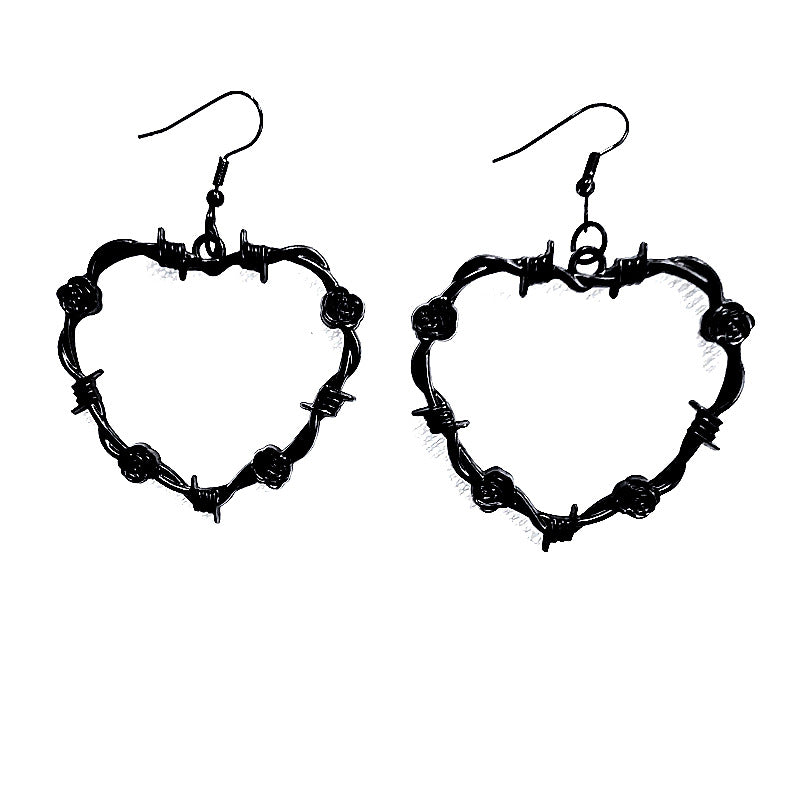 Boucles d'oreilles gothiques en fil de fer barbelé noir à la mode