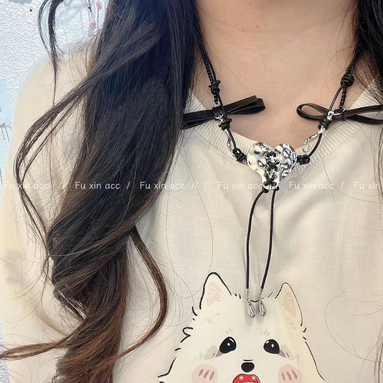 Bowknot Love Woven Strap Female Subculture Clavicle Chain Necklaces