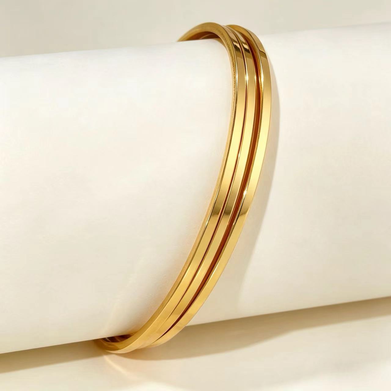 Stackable Stainless Steel Square Thread Twist Bracelet