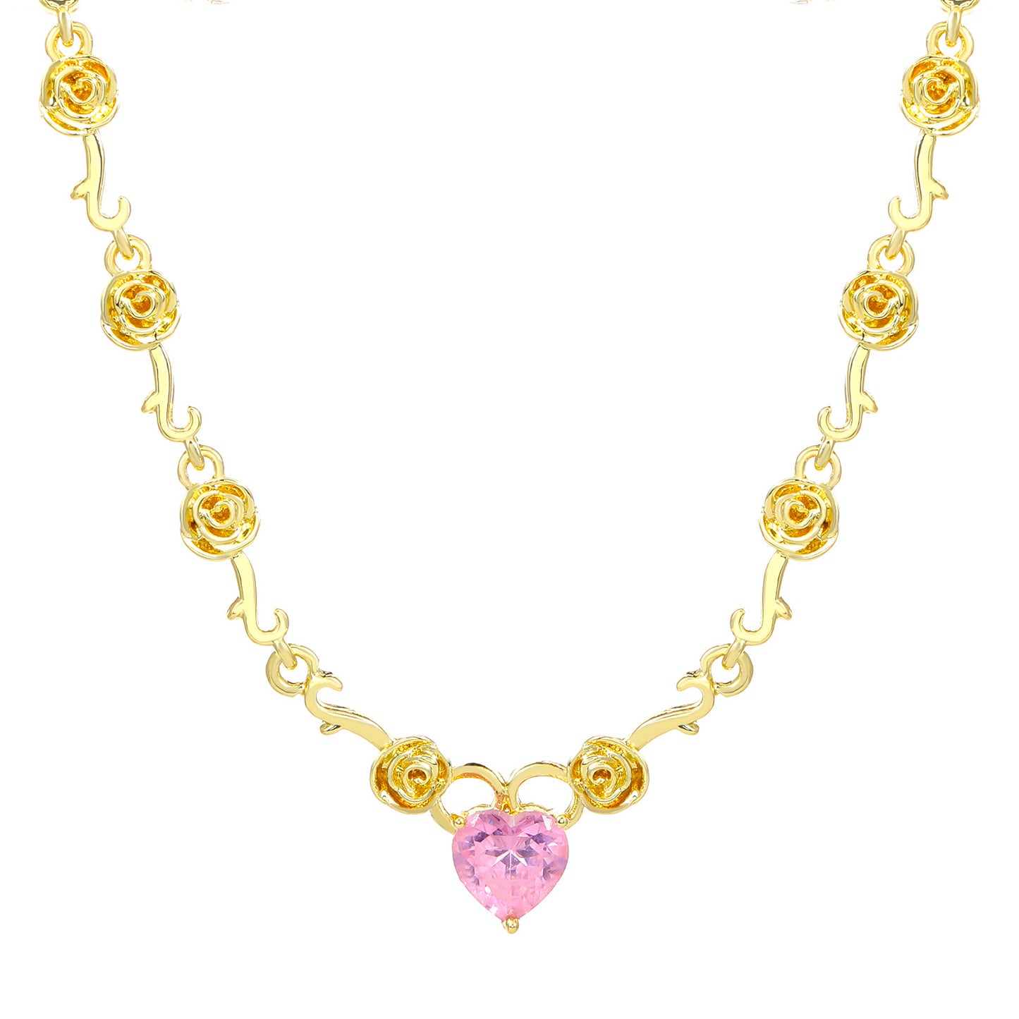 Women's Dark Thorn Rose Fashion Elegant Pink Necklaces