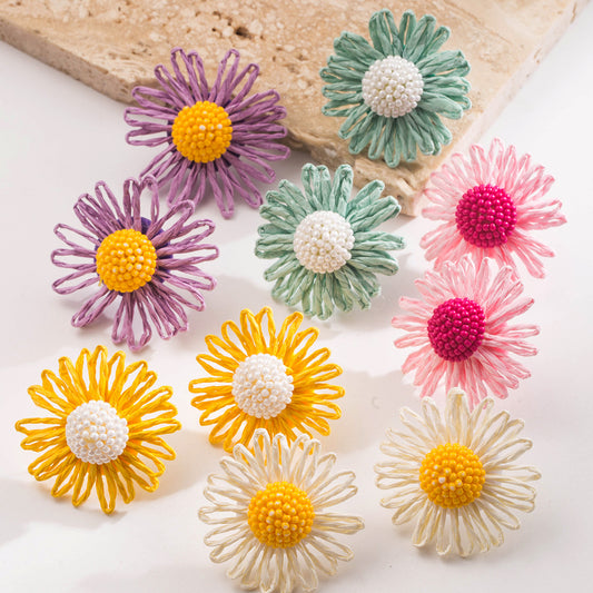 Fashion Sweet Small Fresh Hand-woven Raffia Artificial Rings