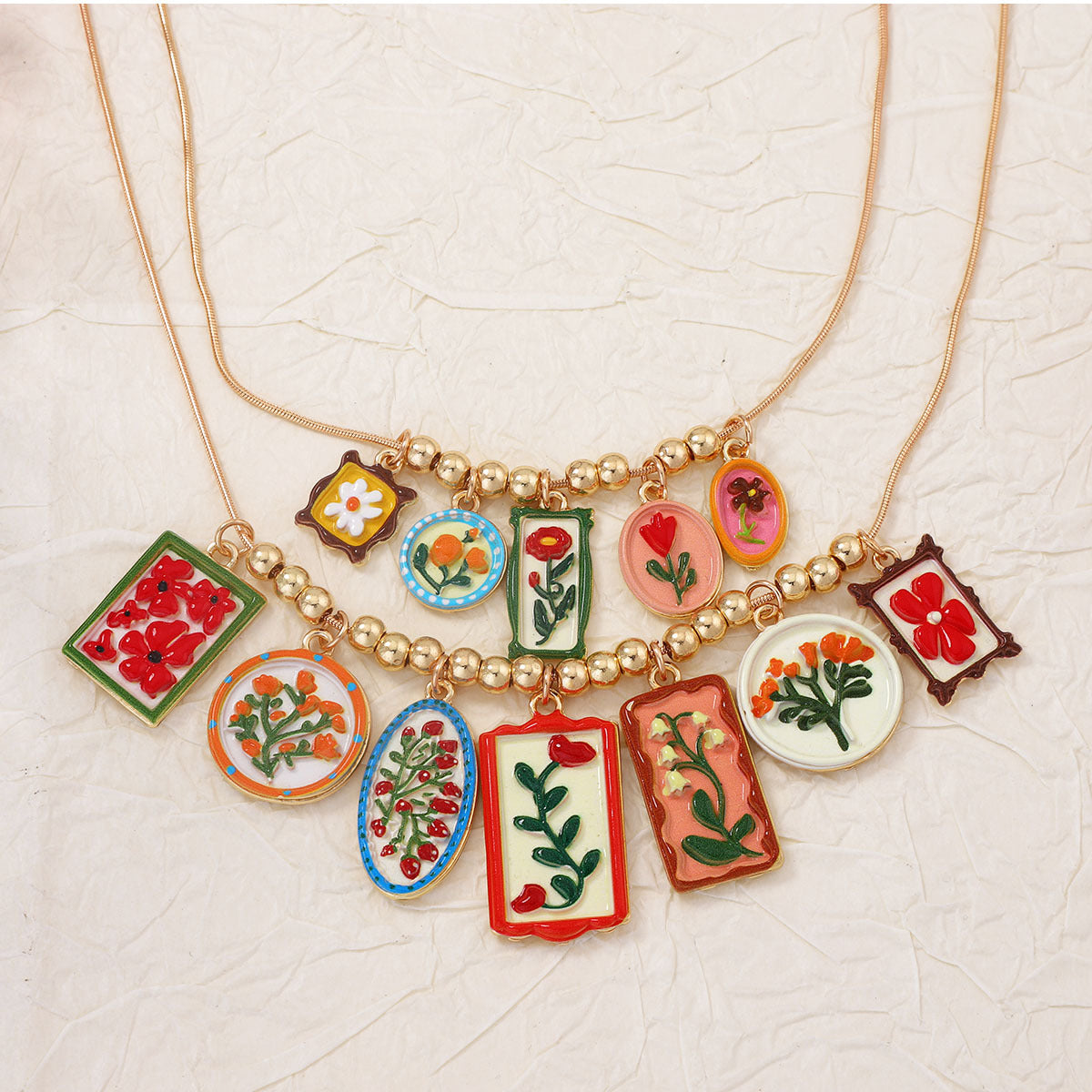 Minority Design Geometric Alloy Color Printed Necklace
