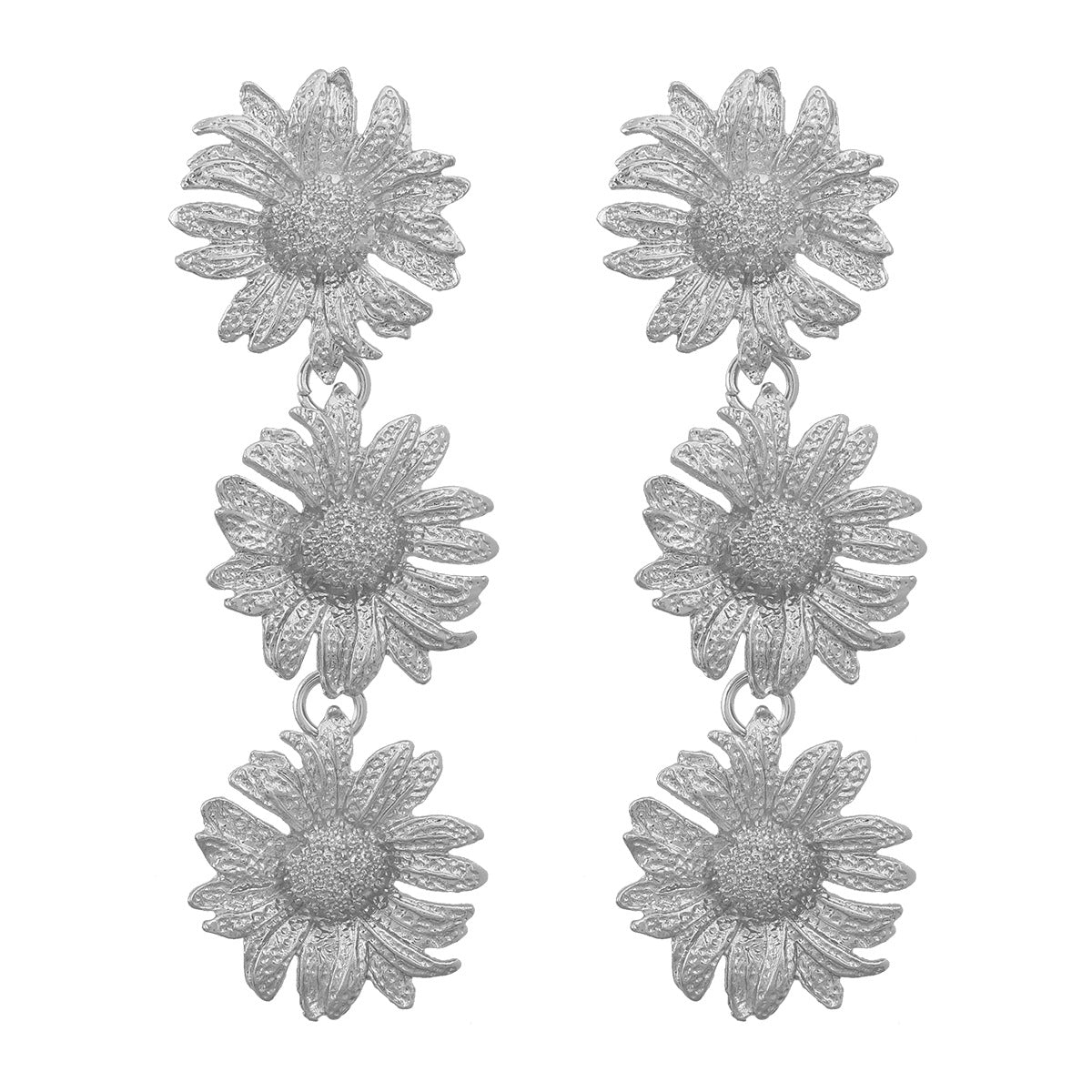 Spring Sunflower Flower Exaggerated Metal Alloy Earrings