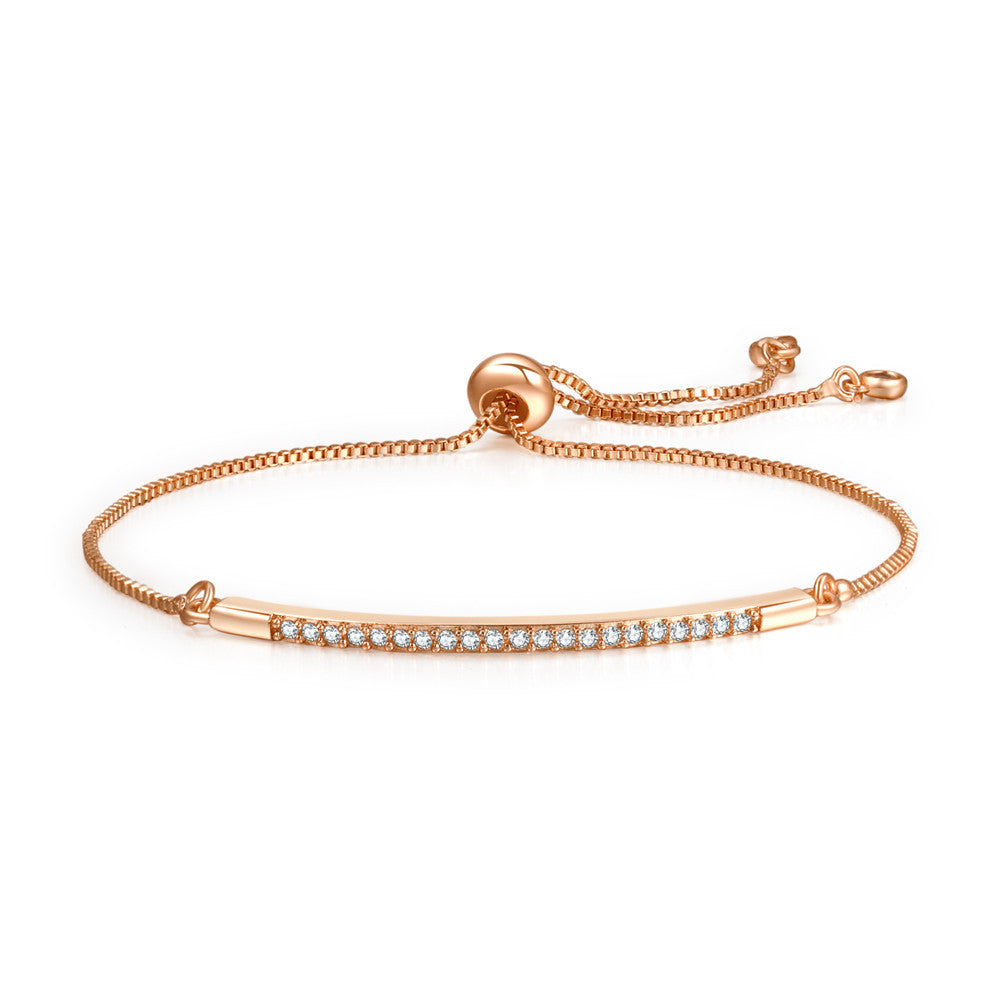 Women's Simple Copper Inlaid Zircon Ornament Adjustable Bracelets