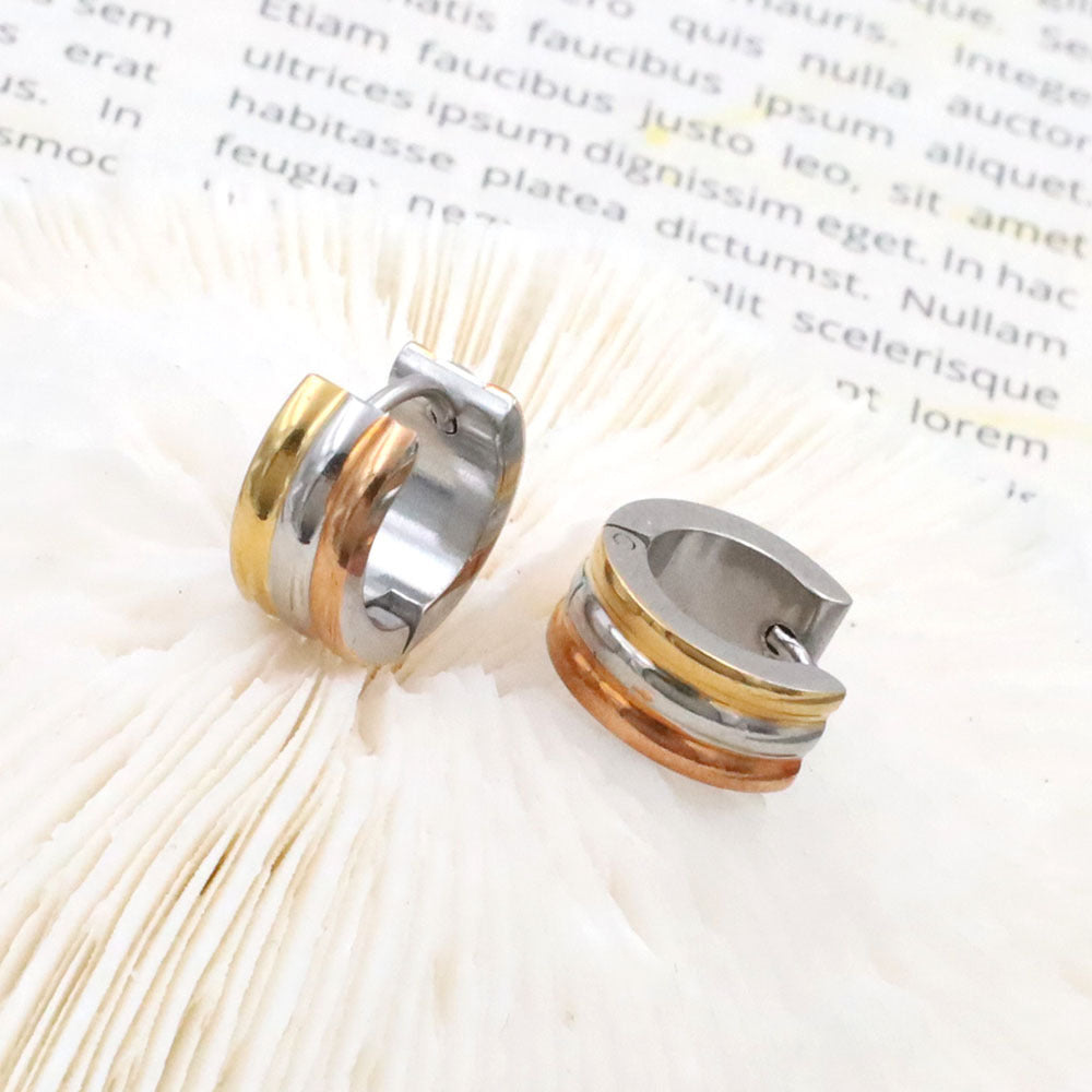 Simple Golden Ear Clip Titanium Steel Round Rings