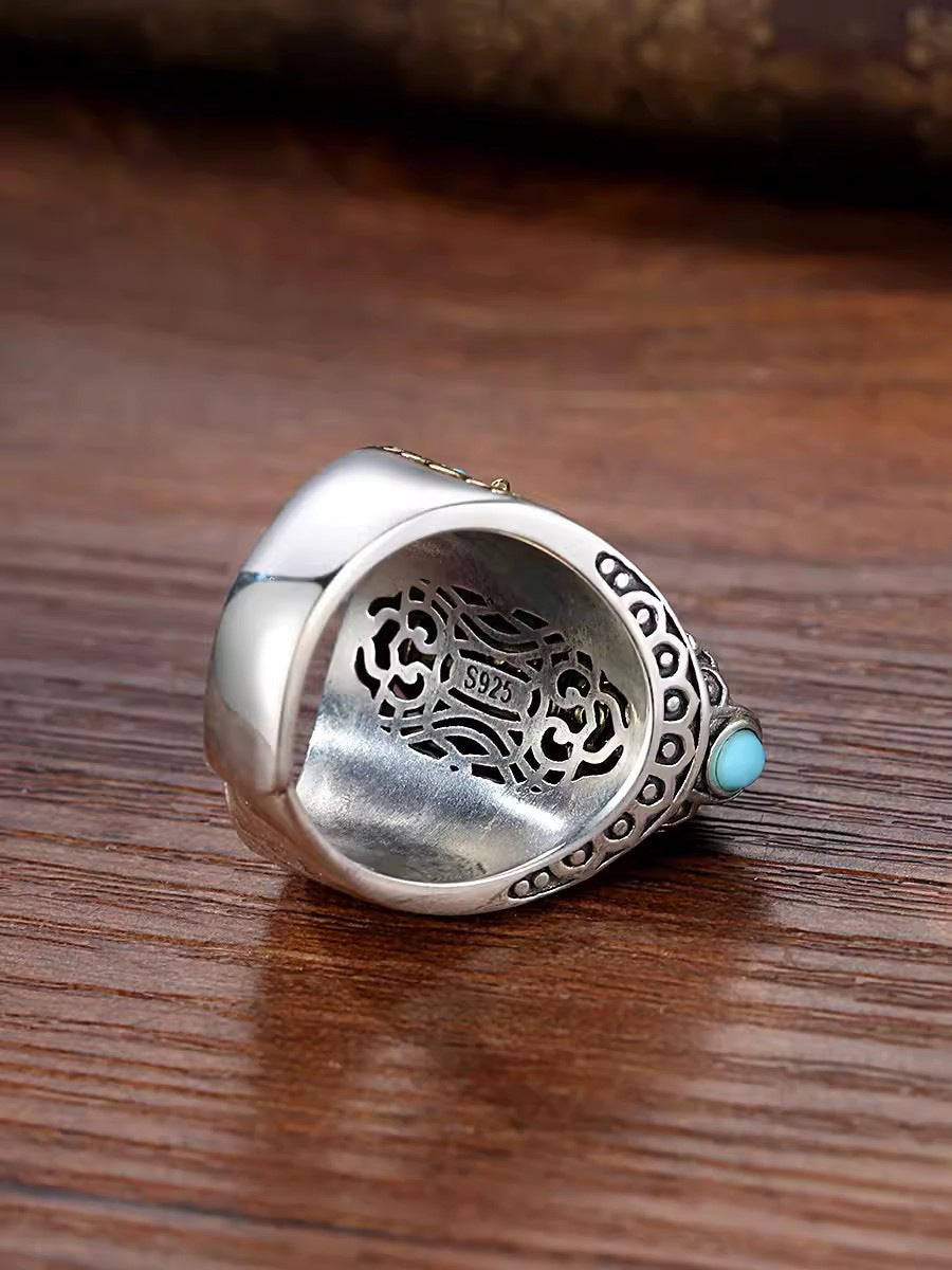 Hochwertige Herren-Perlen-Modische Sterling-Silber-Gewebe-Vintage-Ringe
