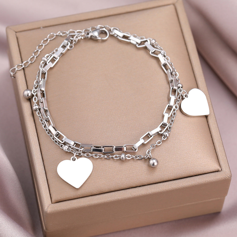 Double Layer Peach Heart Vintage Court Bracelets