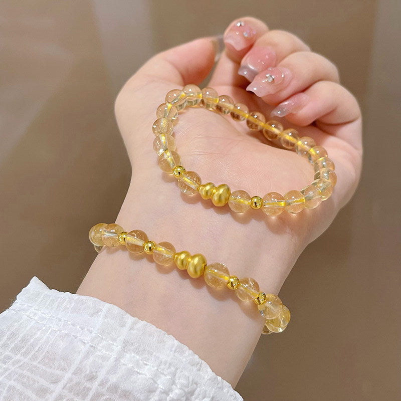 Imitation Natural Citrine Design High Sense Gold Rutilated Bracelet