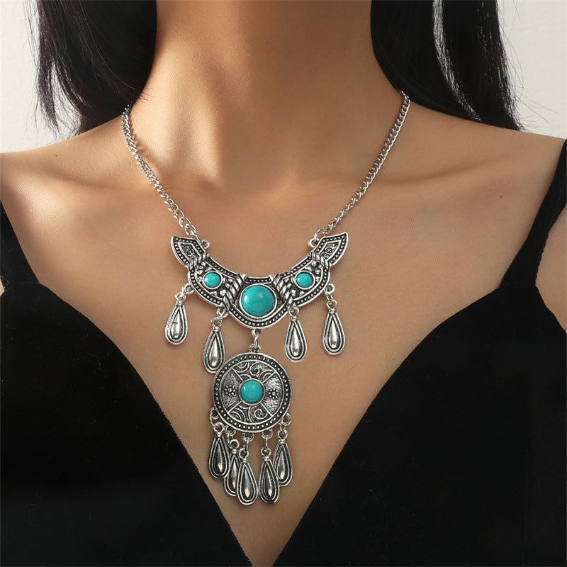 Retro Turquoise Nepal Alloy Plating Tibetan Necklaces