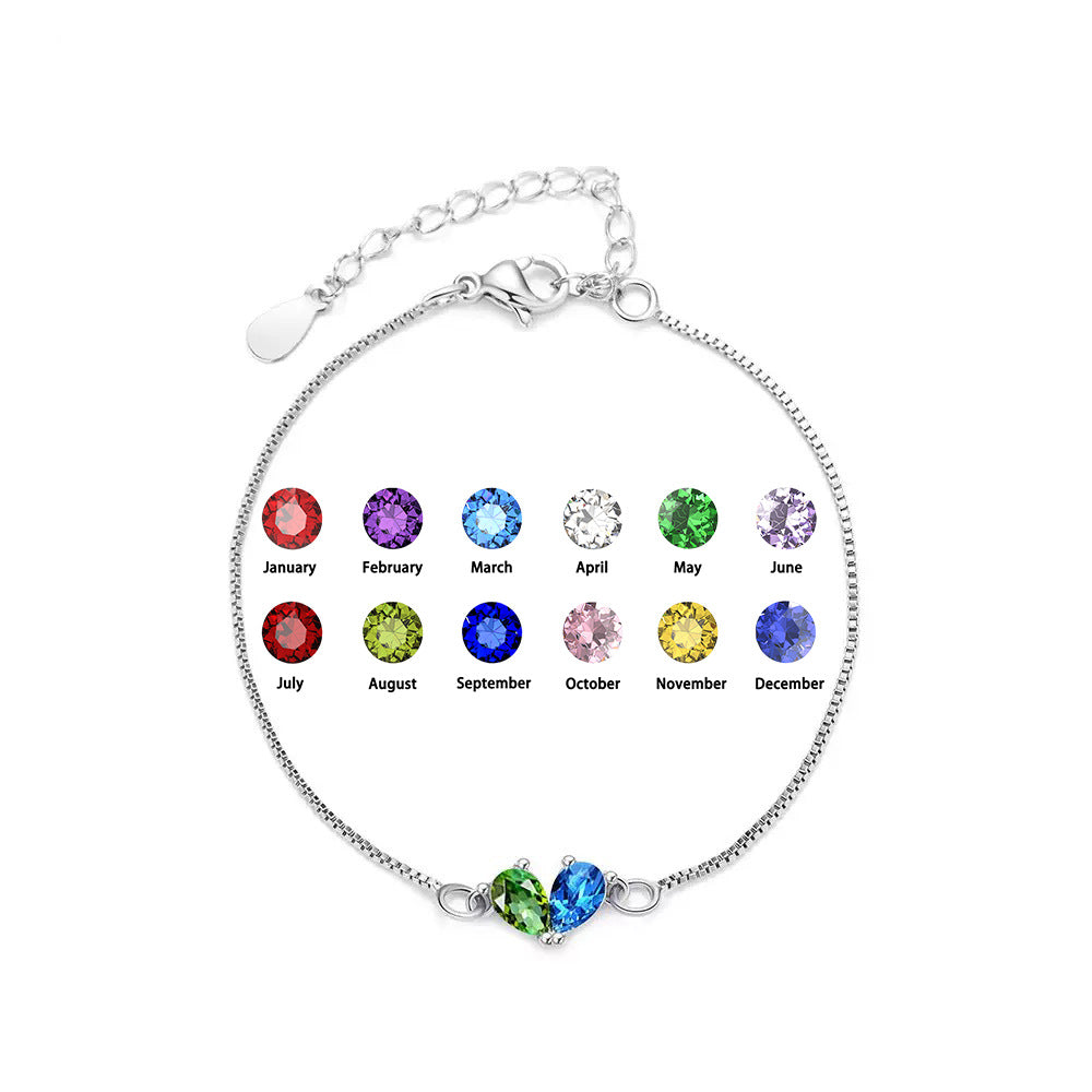 Moon Birthstone Water Drop Birthstones Mother's Bracelet