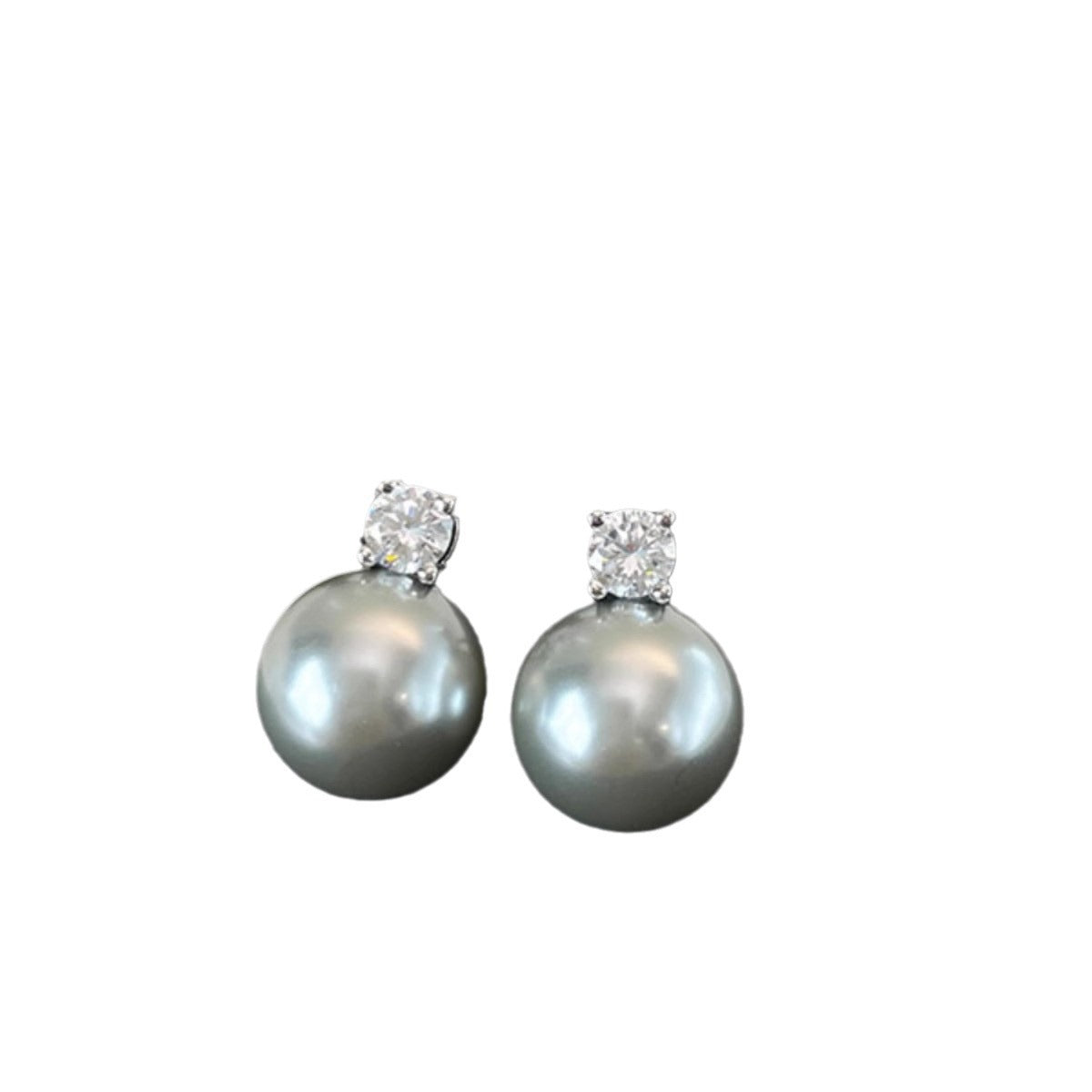 Women's Minimalist Diana Gray Bead Light Luxury High-grade Temperament For Fashionable Stud Earrings