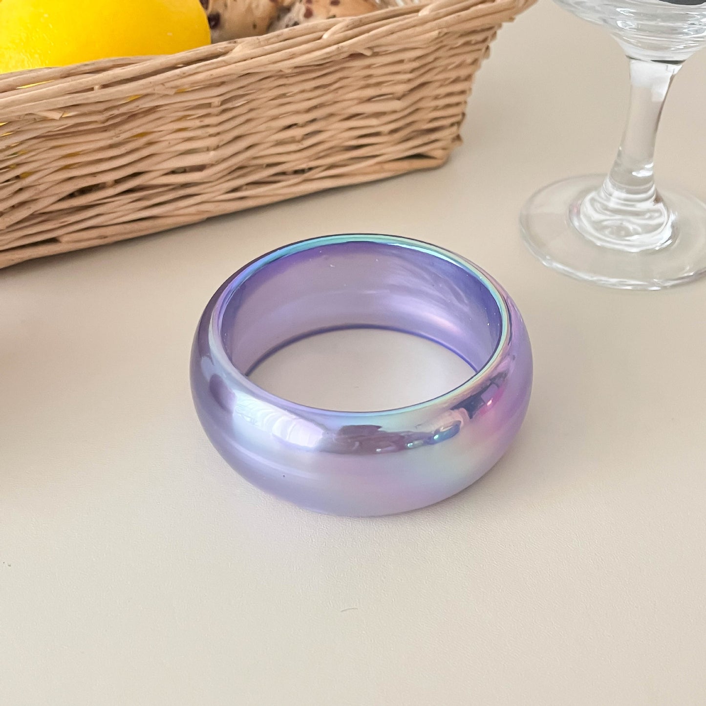Magic Color Resin Wide Transparent Colorful Sweet Cool Style Niche Bracelet