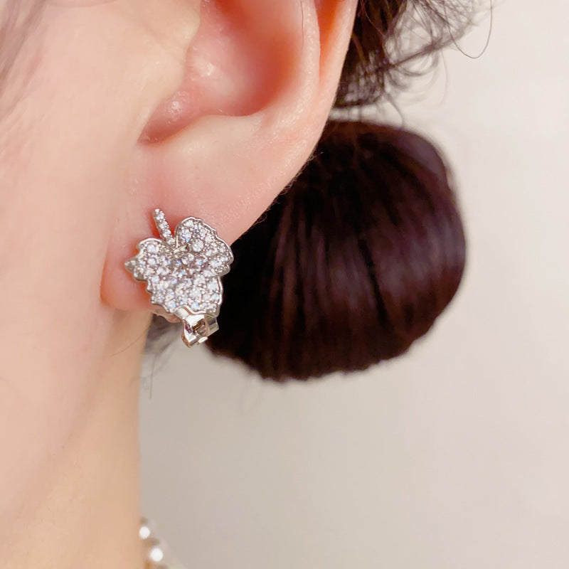 Full Diamond Maple Leaf Exquisite Affordable Luxury Ear Clip