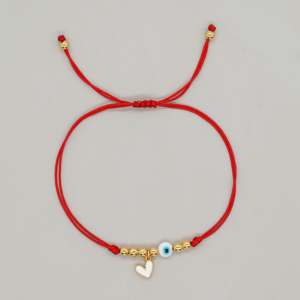 Bijoux corde d'amitié multicolore dégoulinant d'huile, petits bracelets en forme de cœur d'amour