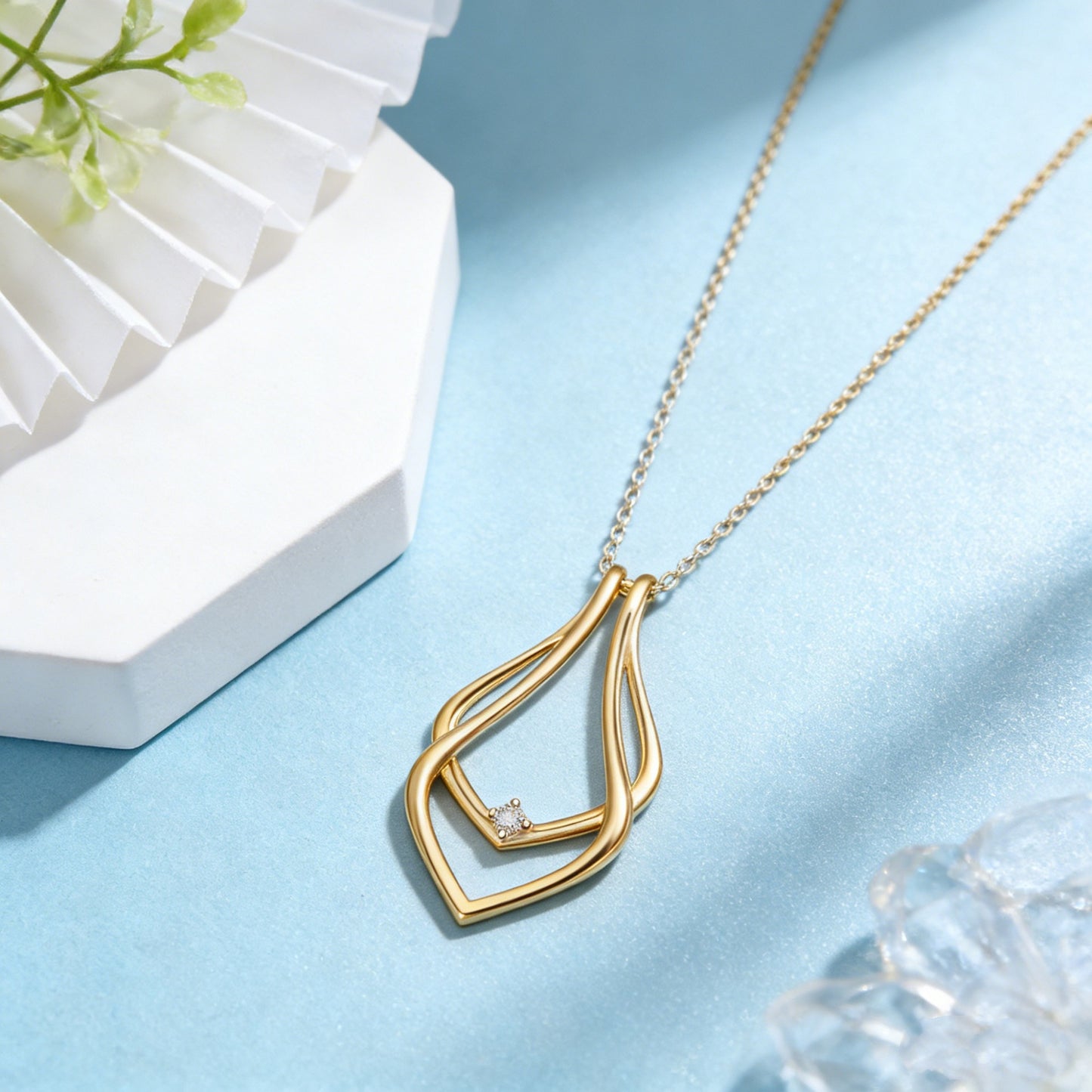 Geometric Water Drop Titanium Steel Niche Necklace